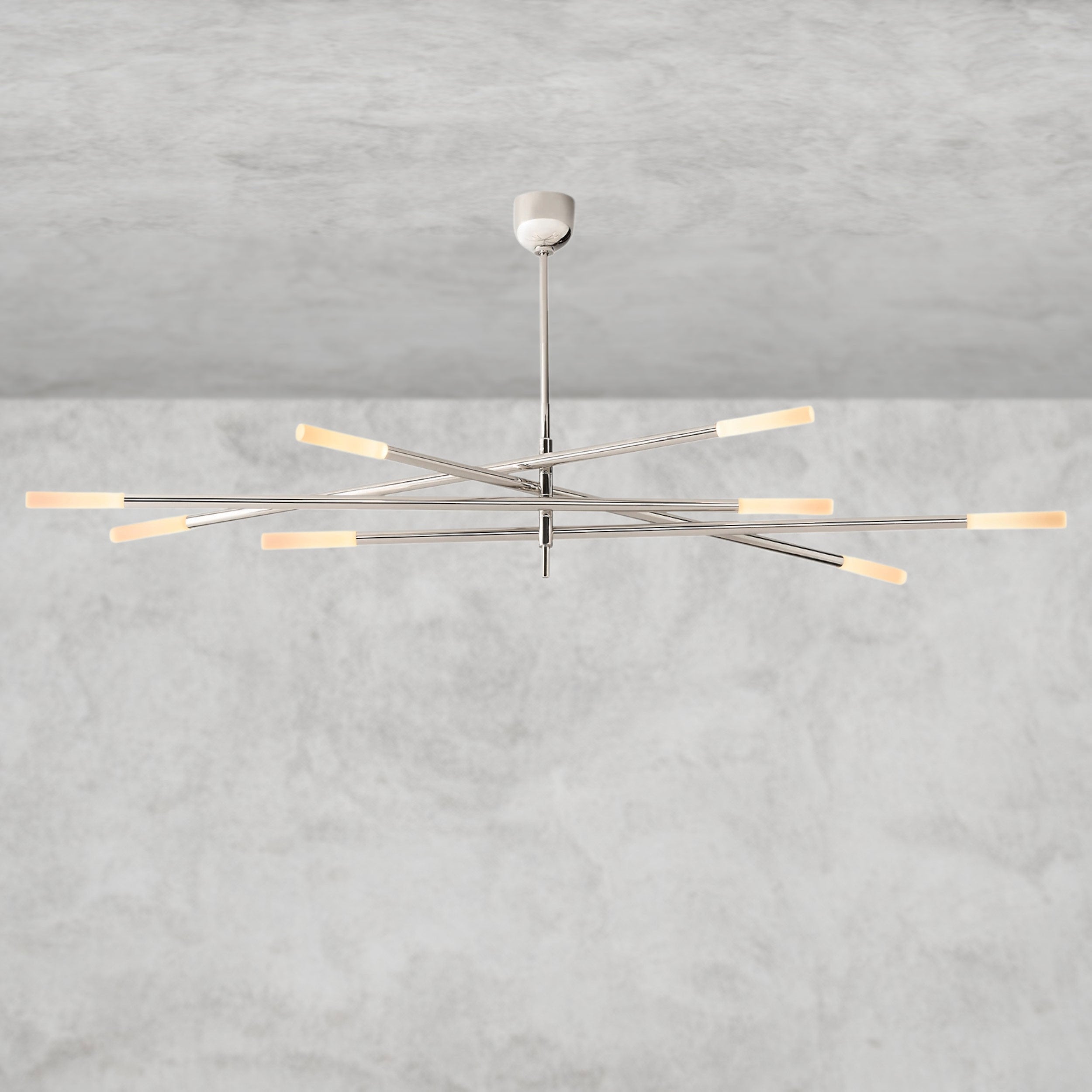 Rousseau 8-Light Mobile Etched Rod Chandelier 65", 80"
